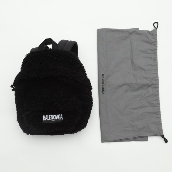 Balenciaga Fluffy Faux-Fur Shearling Black Backpack main image 4